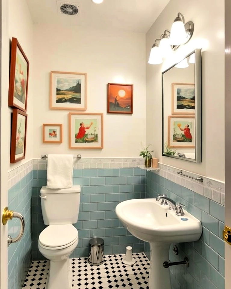 retro wall art into a 1950s bathroom - 25 1950s Bathroom Ideas