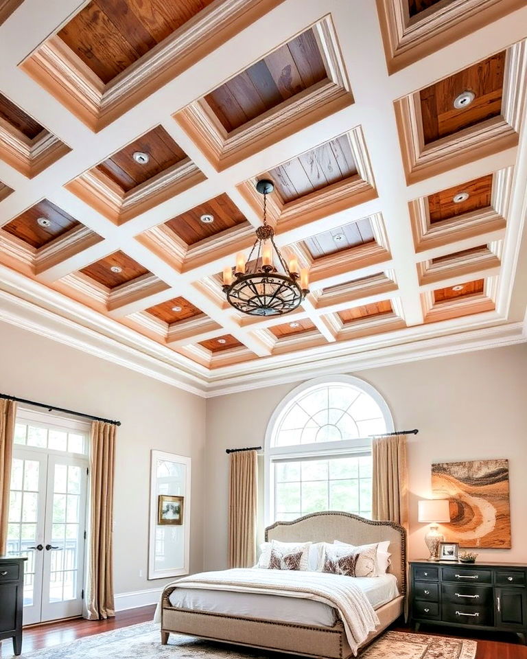 reverse tray ceiling with a coffered design - 20 Reverse Tray Ceiling Idea