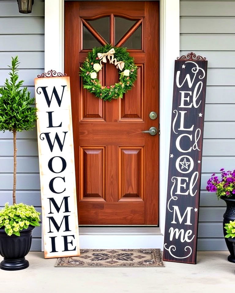 reversible welcome sign for front porch - 25 Welcome Sign Ideas for Front Porch