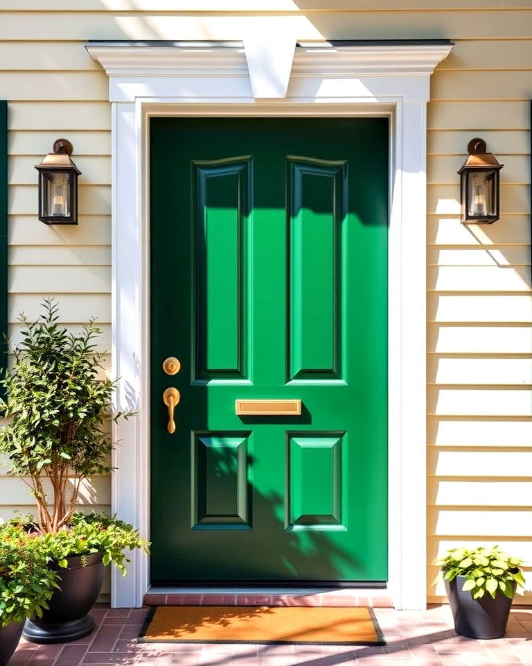 rich jade green front door - 15 Dark Green Front Door Ideas
