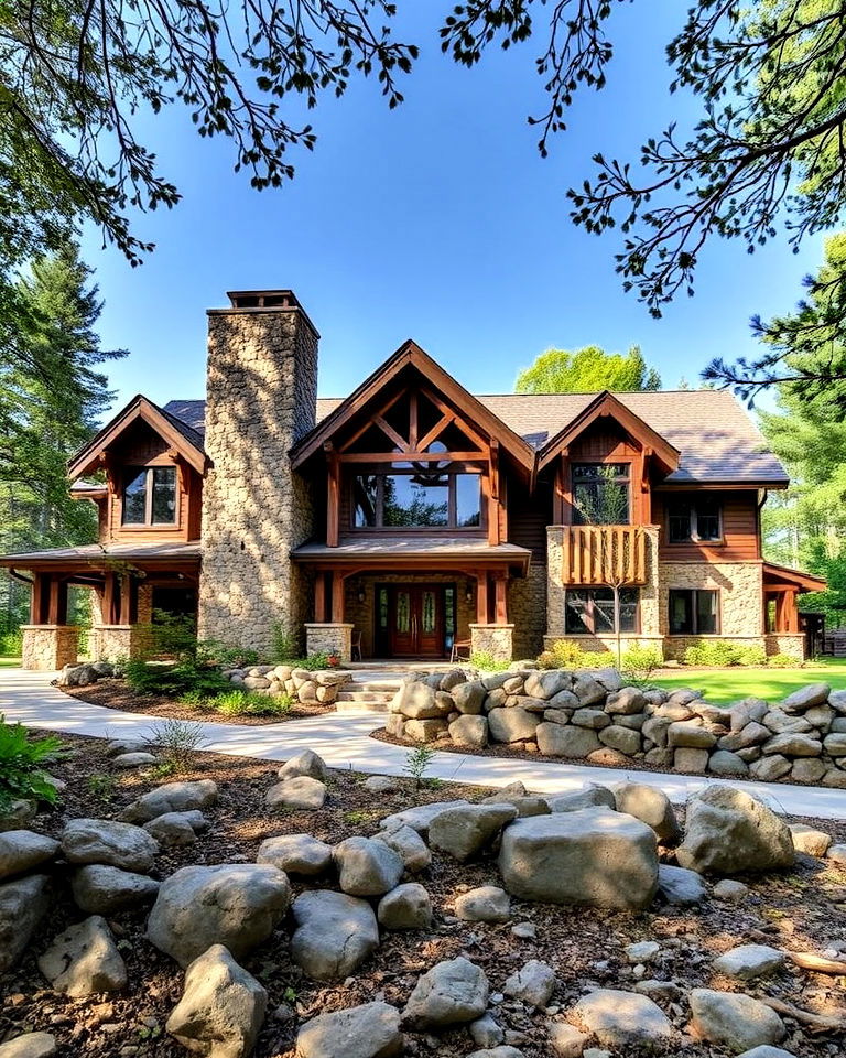 river rock exterior for a tranquil homes look - 25 Types of Exterior House Stone