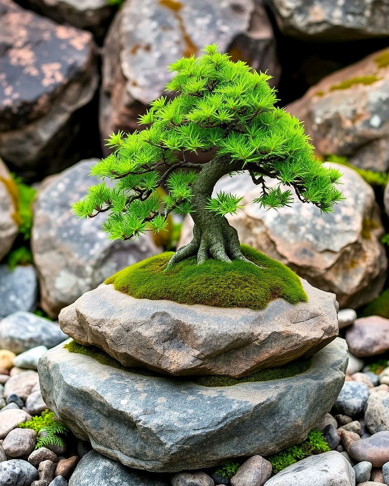 rock bound bonsai scene - 15 Bonsai Garden Ideas