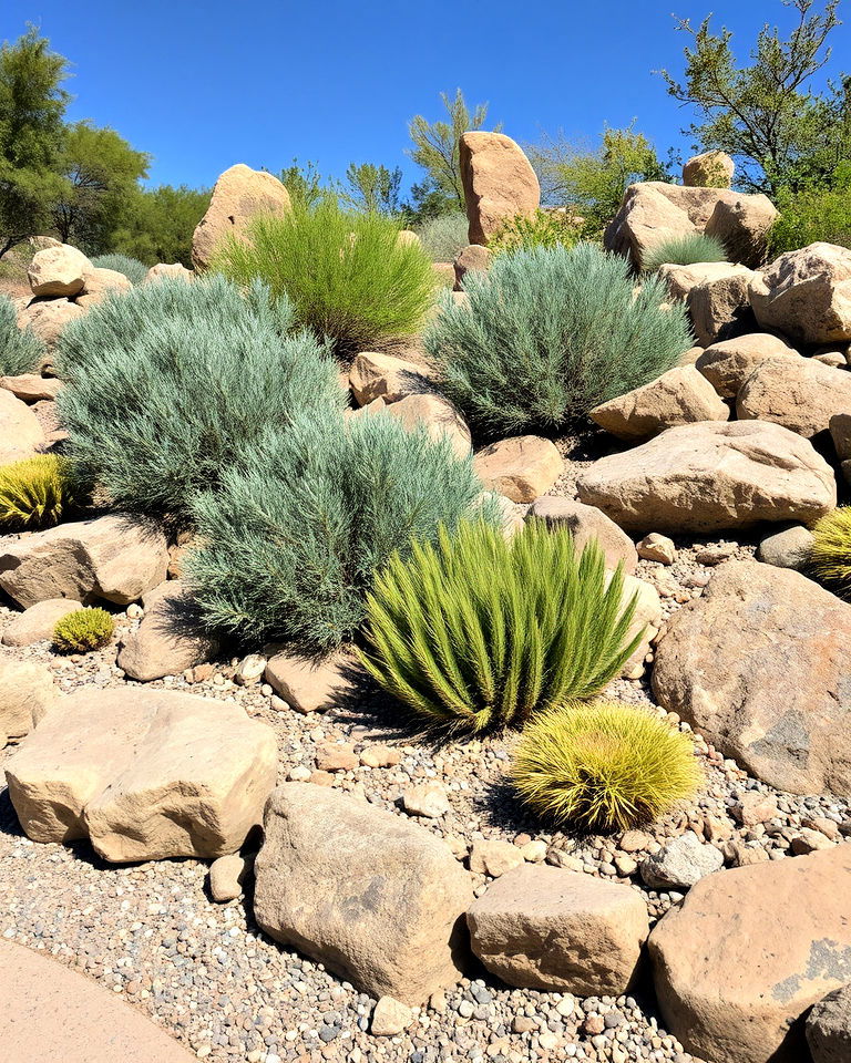 rock garden with drought resistant shrubs - 25 Drought Tolerant Landscaping Ideas