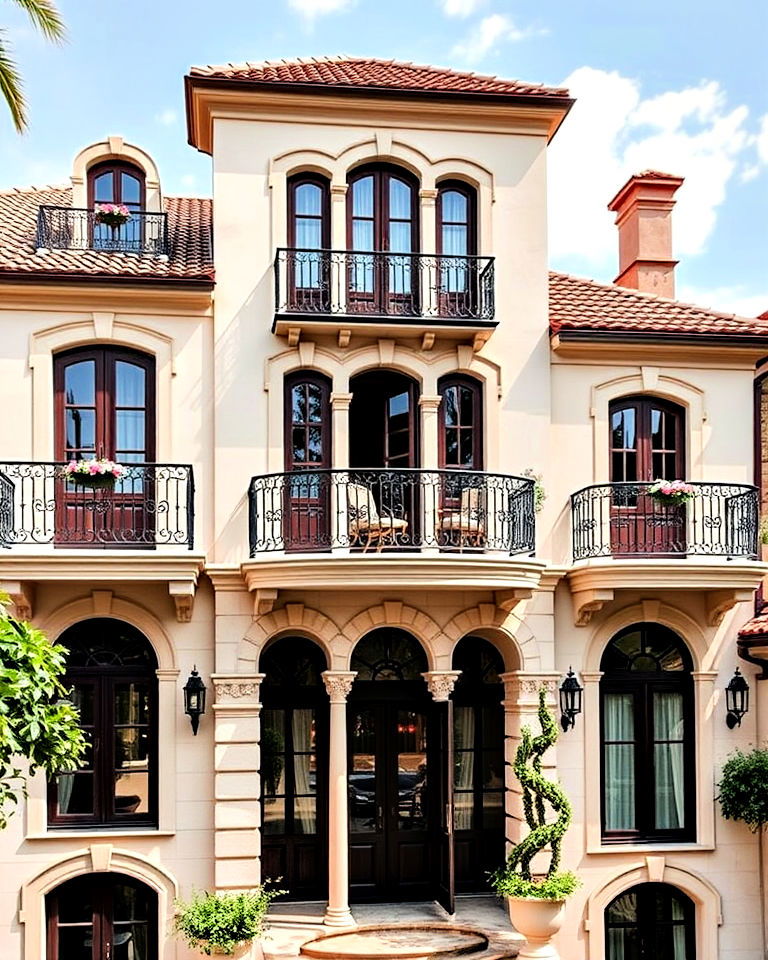 romantic juliet balconies - 25 Mediterranean Mansion Ideas