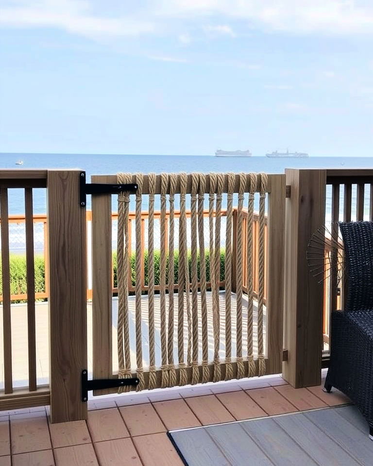 rope and wood deck gate - 25 Deck Gate Ideas