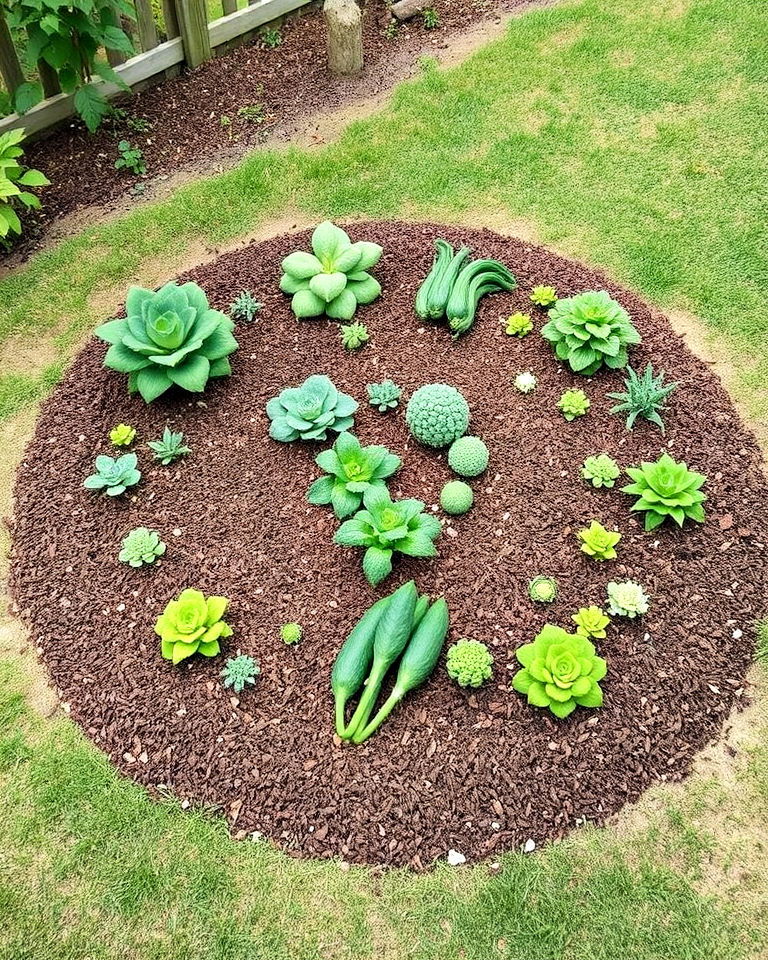 round vegetable bed with mulch - 15 Round Garden Bed Ideas