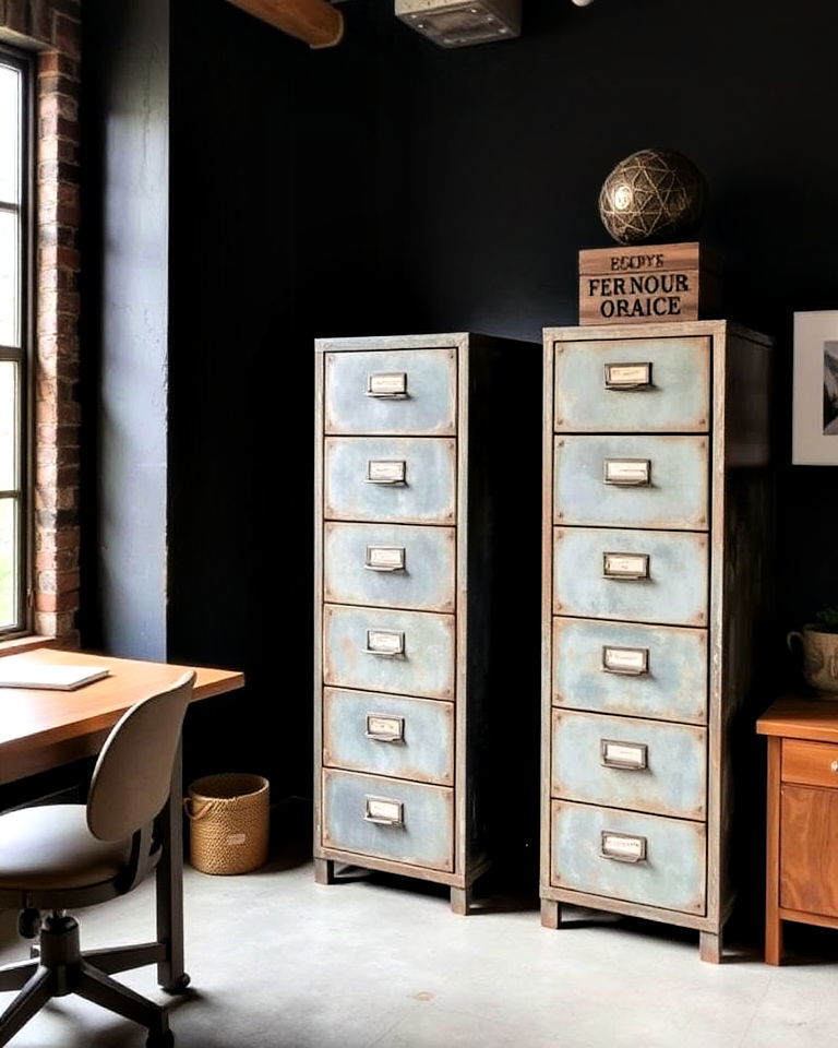 rugged filing cabinets for office - 30 Industrial Home Office Ideas
