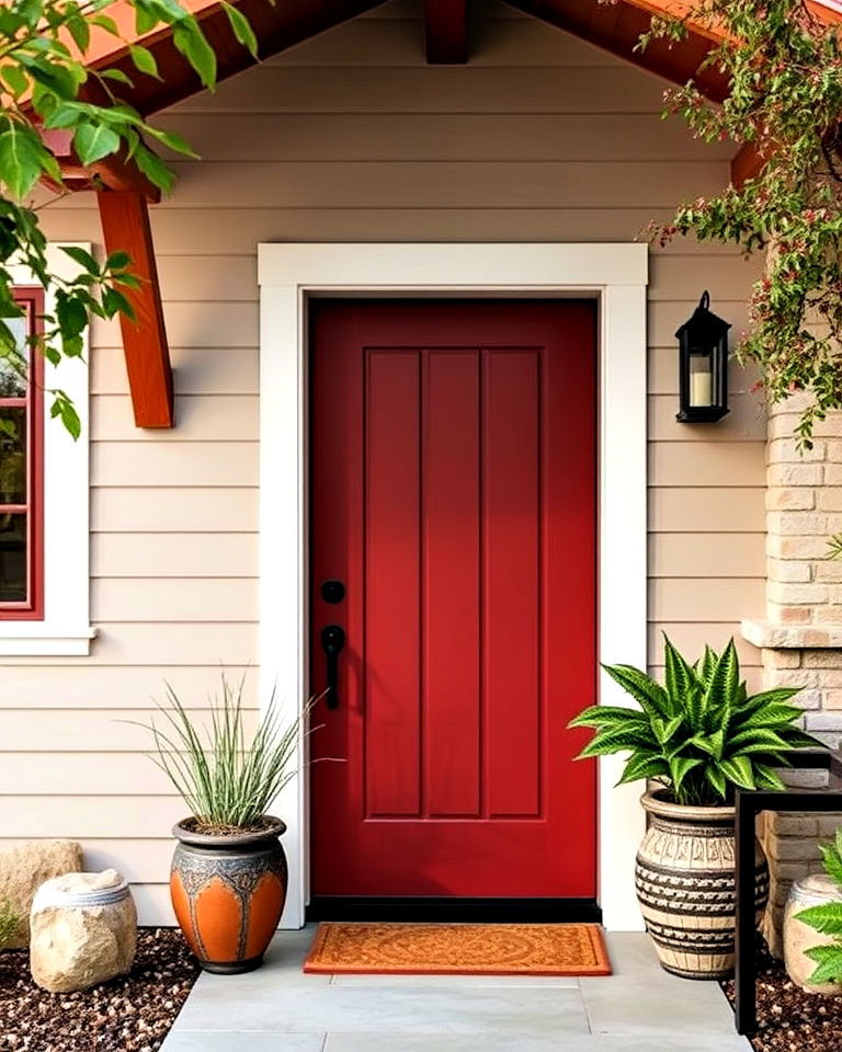 rust red front door - 25 Mid Century Front Door Colors