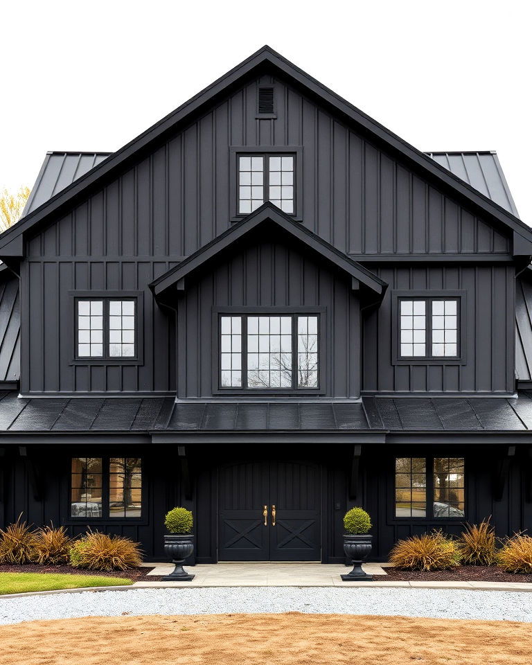 rustic and modern black barn style home - 30 Modern Black Houses