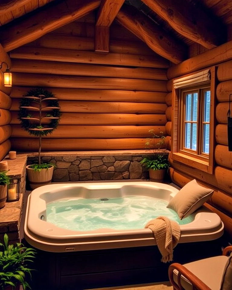 rustic cabin retreat hot tub room - 15 Hot Tub Room Ideas