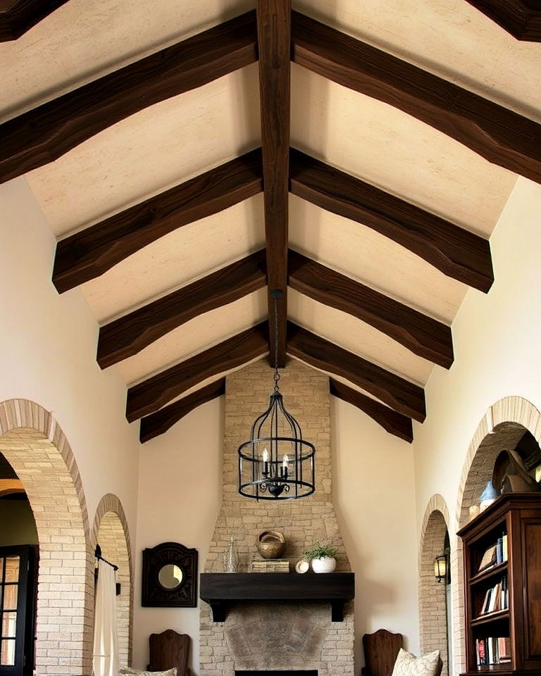 rustic charm exposed wooden beams for living room - 20 Old World Interior Design Ideas