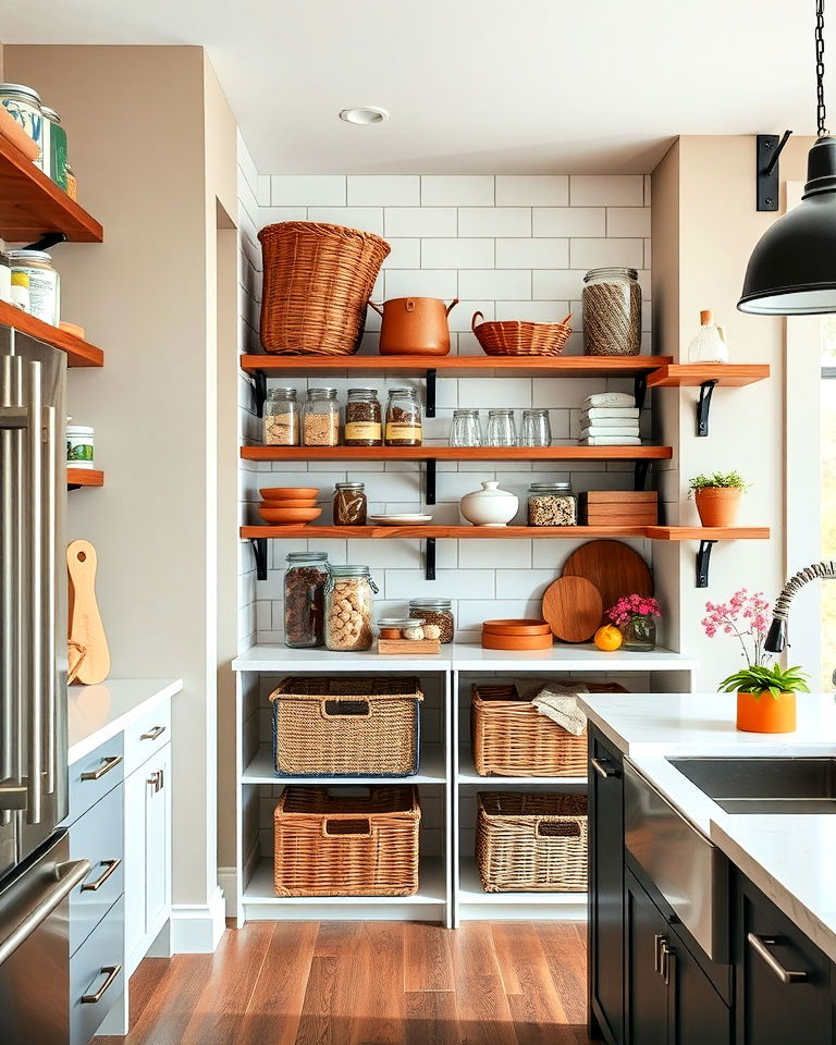 rustic charm integrated open pantries - 25 Modern Rustic Kitchen Ideas