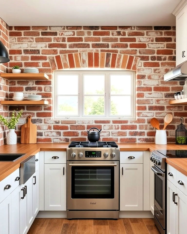 rustic charm kitchen brick backsplash - 25 Kitchen With Brick Backsplash Ideas
