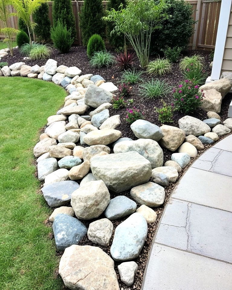 rustic charm natural rock edging - 20 Patio Edging Ideas