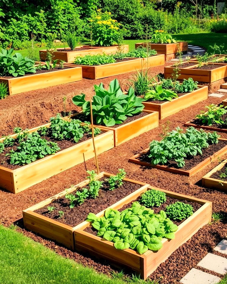 rustic charm retained vegetable patches - 15 Sloping Garden Design Ideas