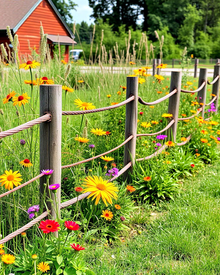 rustic charm split rail fences with wildflowers - 25 Property Line Landscaping Ideas