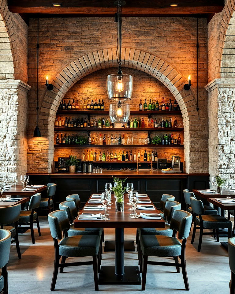 rustic charm stone accent walls - 25 Italian Restaurant Decor Ideas