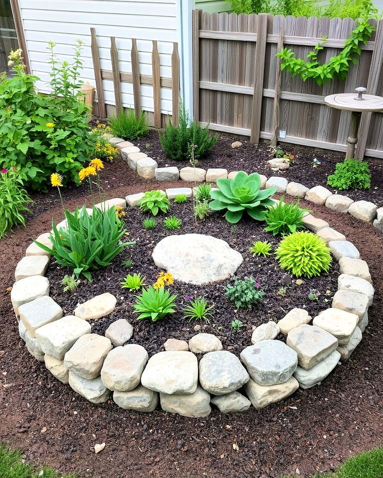 rustic charm stone circle garden bed - 15 Round Garden Bed Ideas