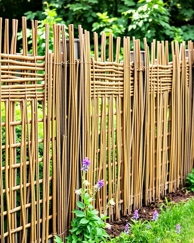 rustic charm woven willow fences - 25 Front Yard Privacy Landscaping Ideas
