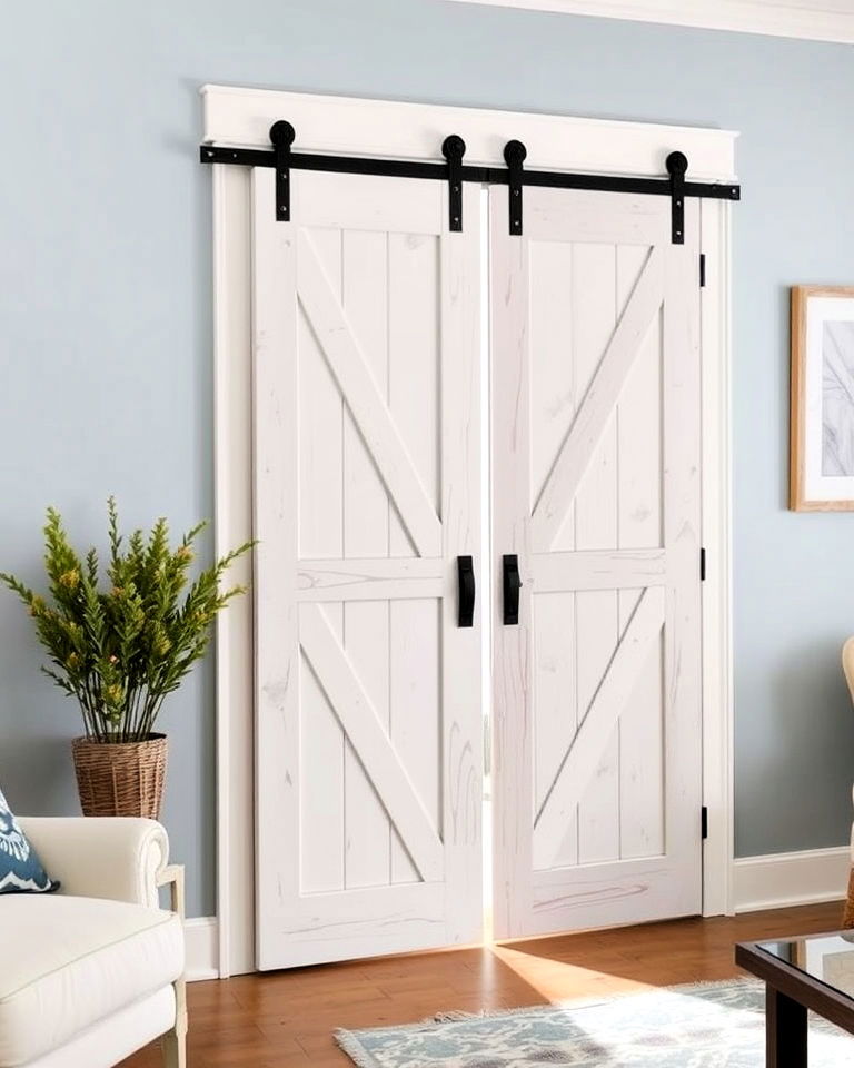 rustic coastal feel sliding barn doors - 30 Coastal Interior Design Ideas