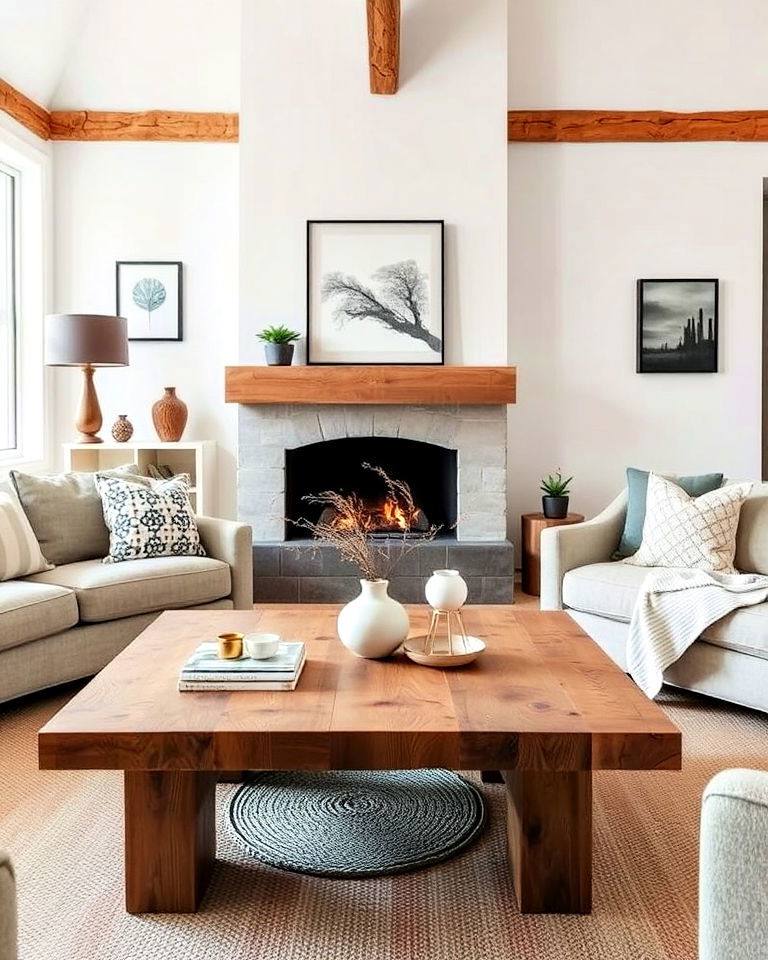 rustic coffee table scandinavian living room - 20 Rustic Scandinavian Living Room Ideas