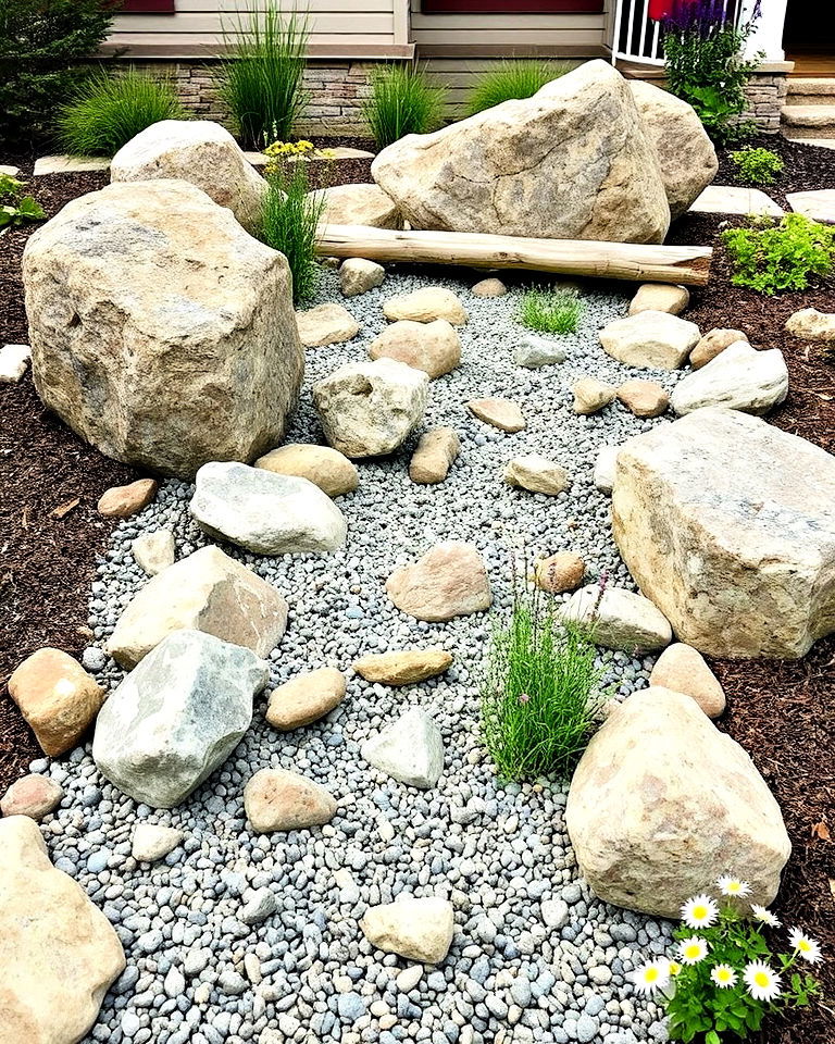 rustic country charm dry creek bed landscaping - 25 Front Yard Dry Creek Bed Landscaping Ideas