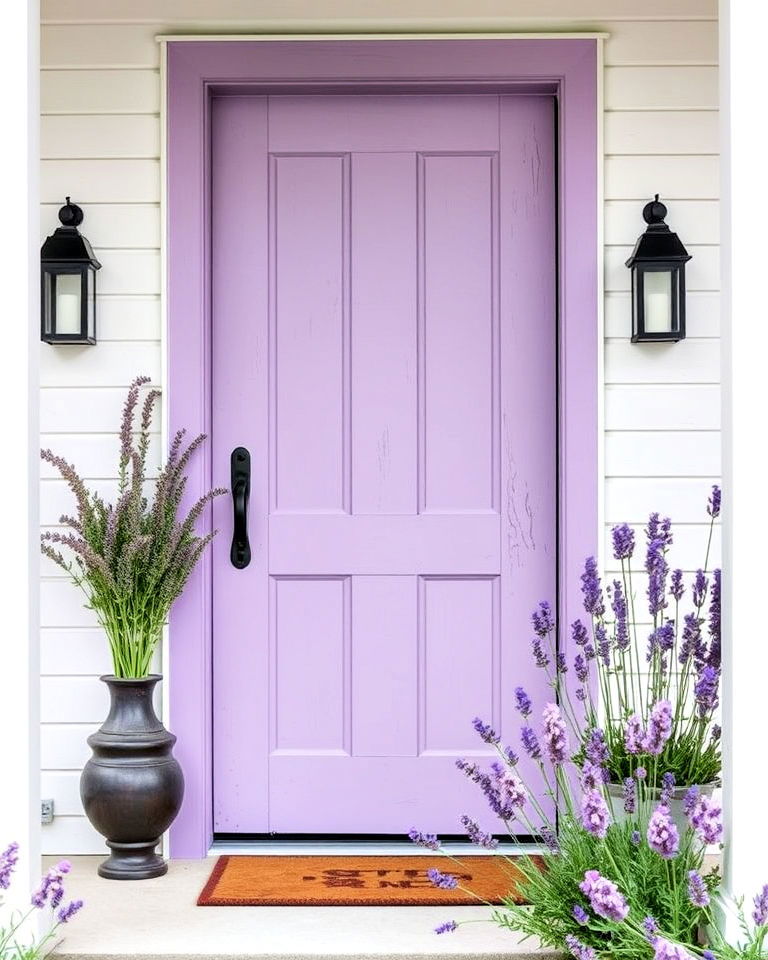 rustic farmhouse bliss lavender front door - 15 Lavender Front Door Ideas
