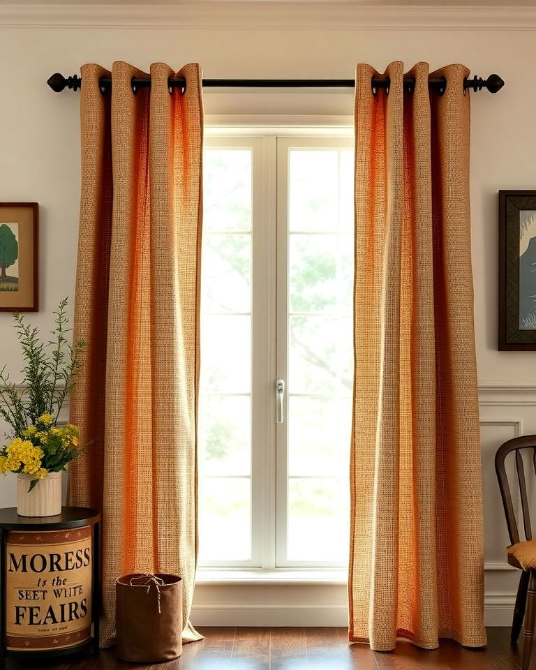 rustic farmhouse burlap curtains rustic farmhouse burlap curtains - 25 Farmhouse Curtain Ideas