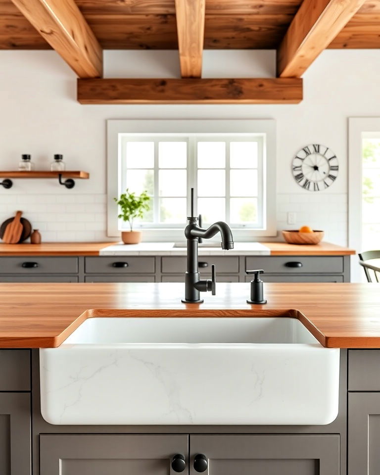 rustic farmhouse sinks with modern fixtures - 25 Modern Rustic Kitchen Ideas