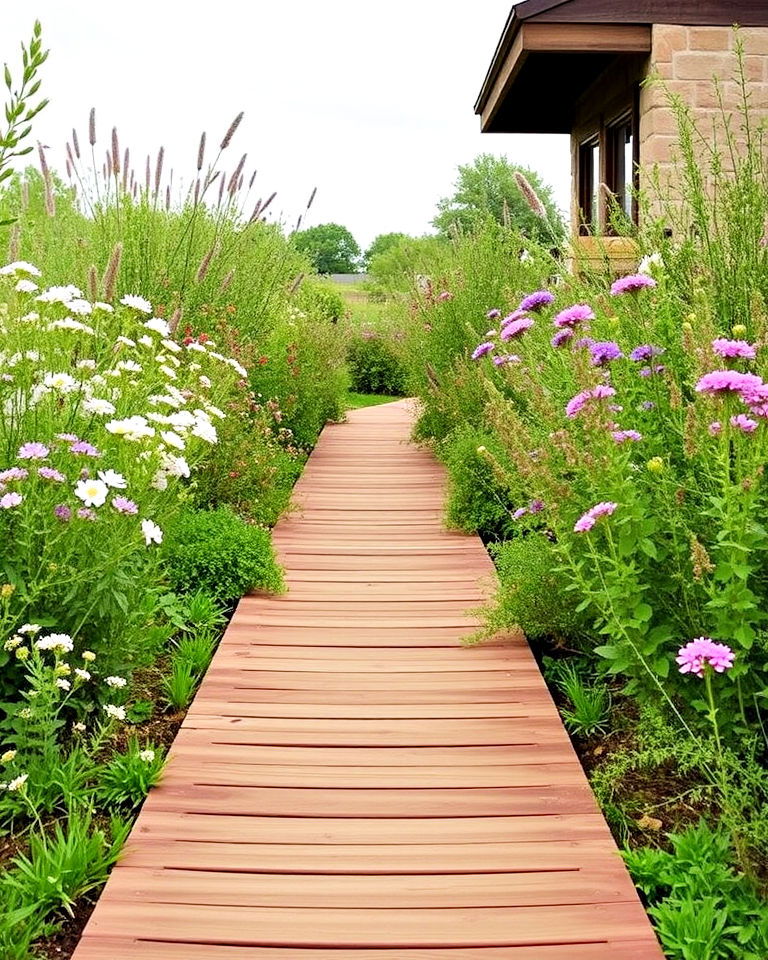 rustic farmhouse wooden boardwalk - 15 Farmhouse Walkway Ideas
