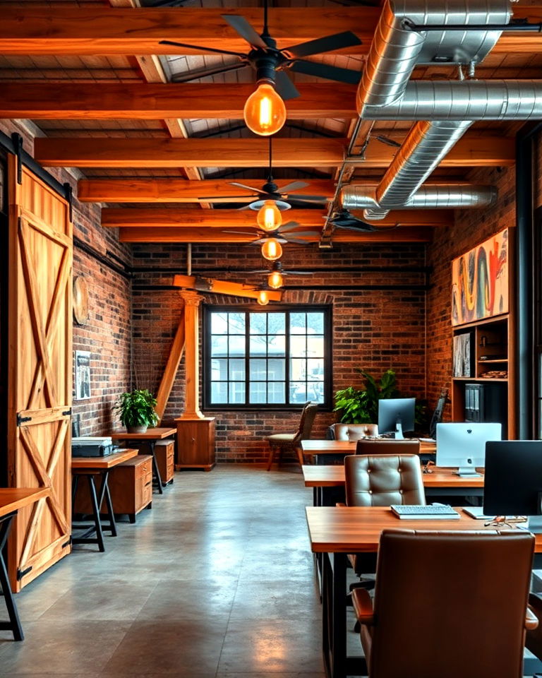 rustic industrial blend office - 25 Office Interior Design Ideas