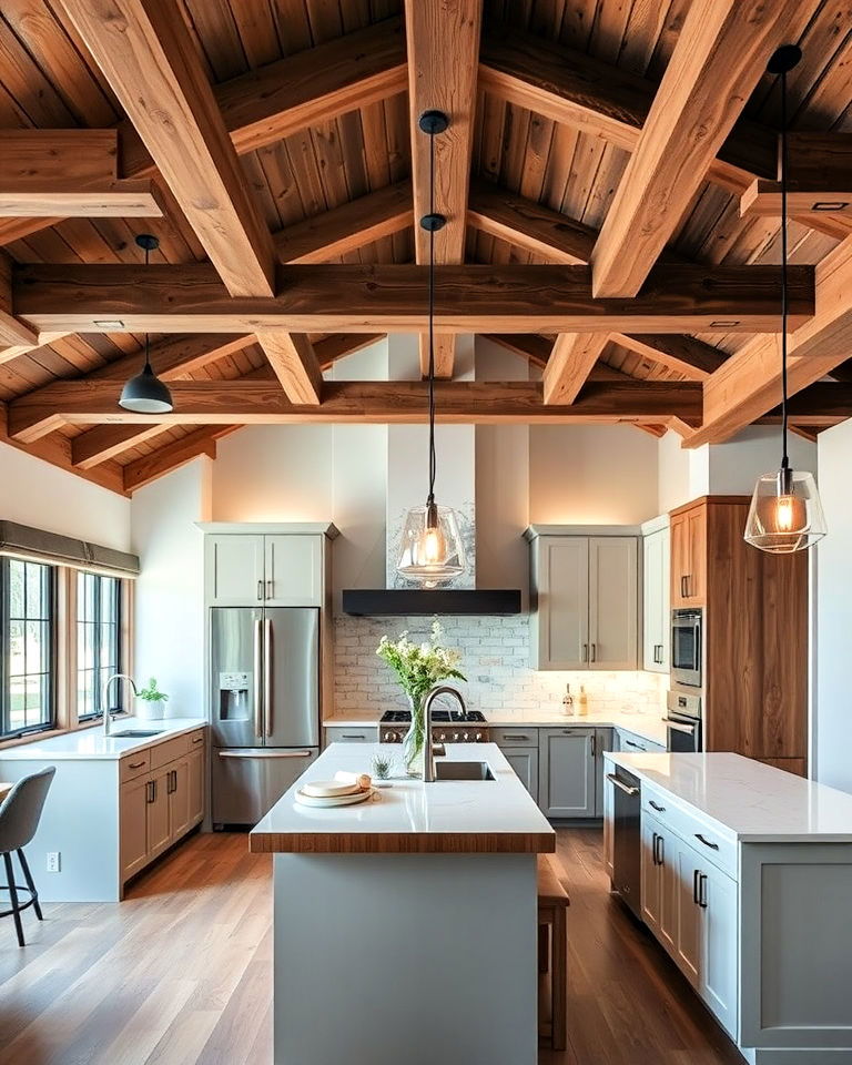 rustic kitchen exposed wooden beams - 25 Modern Rustic Kitchen Ideas
