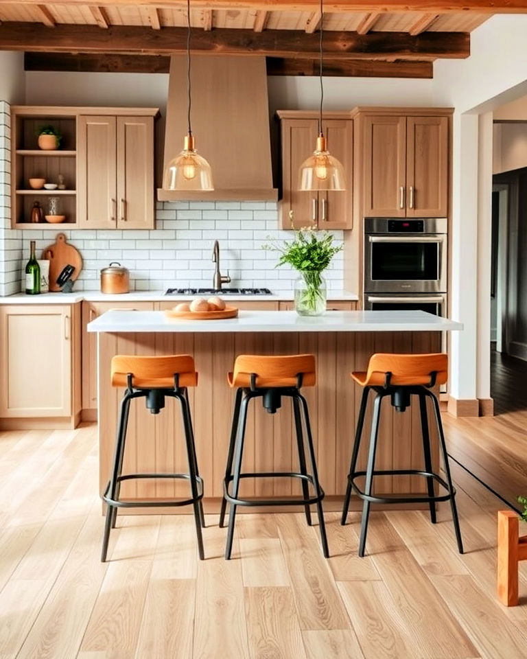 rustic kitchen industrial bar stools - 25 Modern Rustic Kitchen Ideas