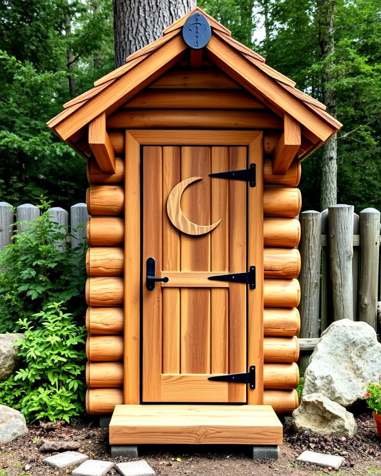 rustic log cabin outhouse - 15 Outhouse Design Ideas