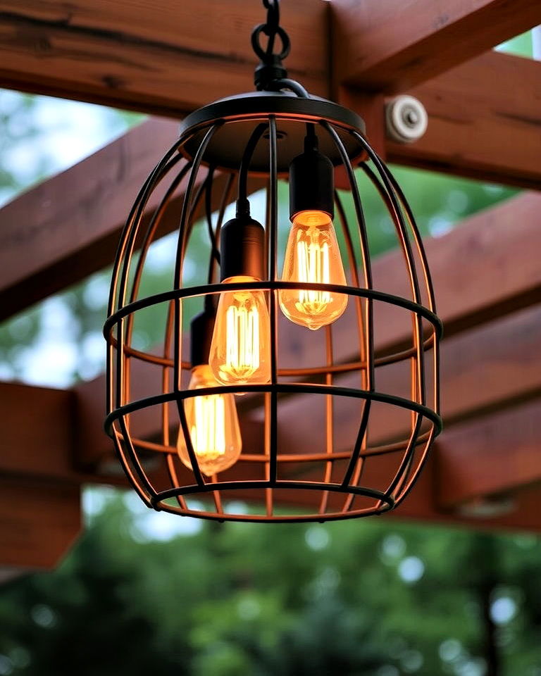 rustic look outdoor caged chandeliers - 15 Outdoor Chandelier Ideas