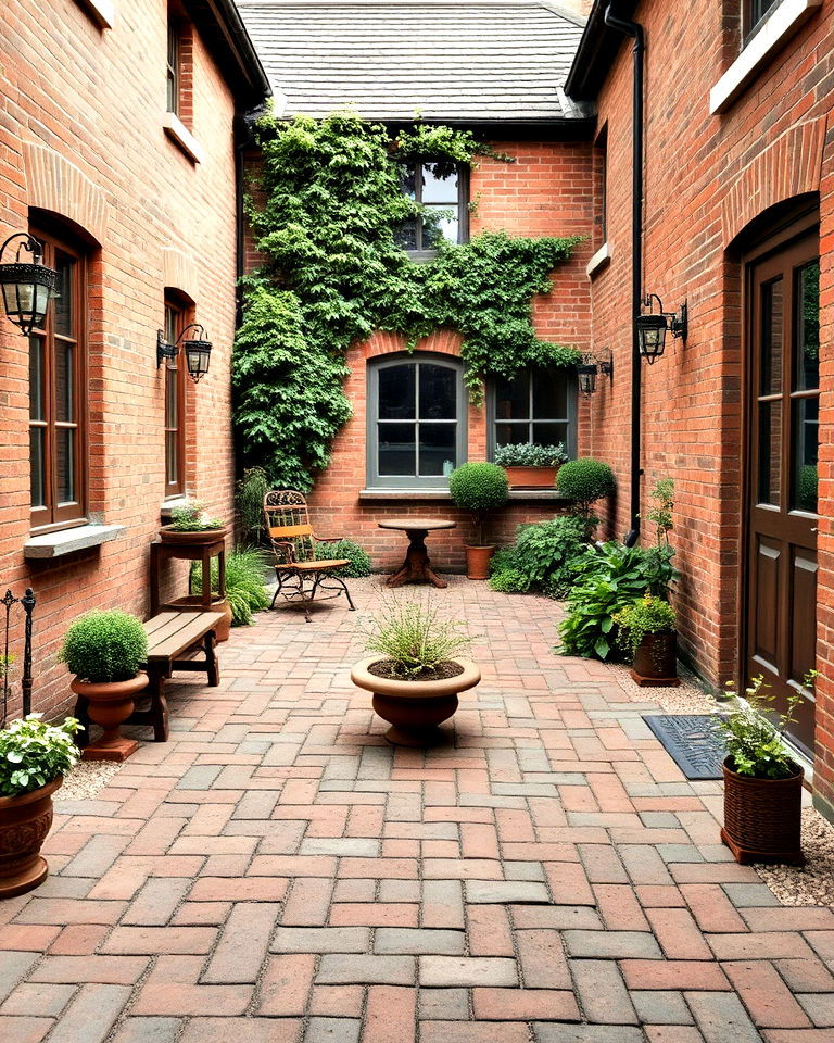rustic reclaimed brick courtyard - 15 Brick Courtyard Ideas
