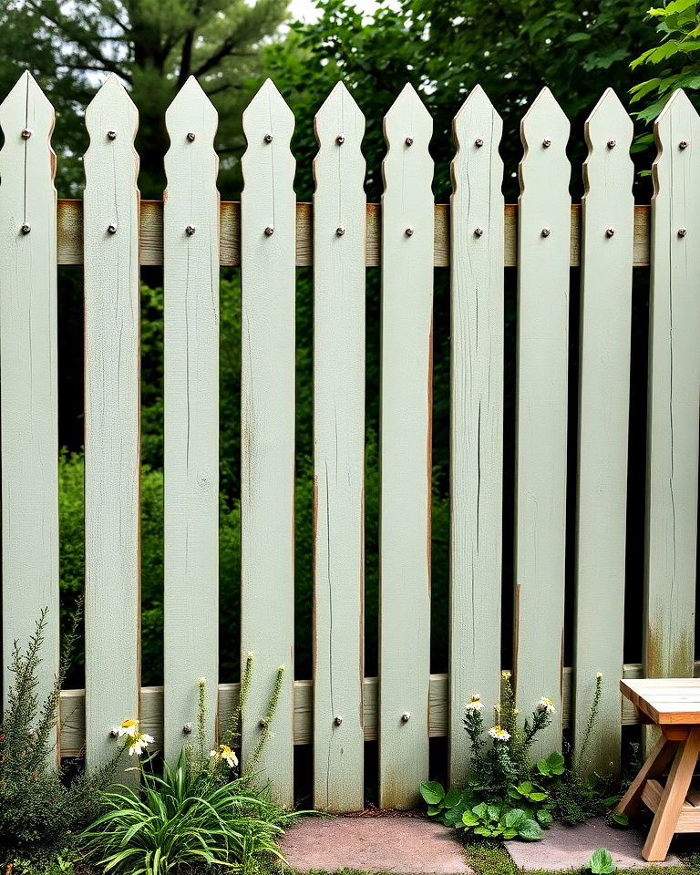 rustic sage green fence with wooden accents - 15 Sage Green Garden Fence Ideas