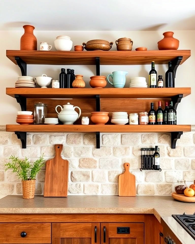 rustic shelving for practical decor - 15 Rustic Italian Decor Ideas