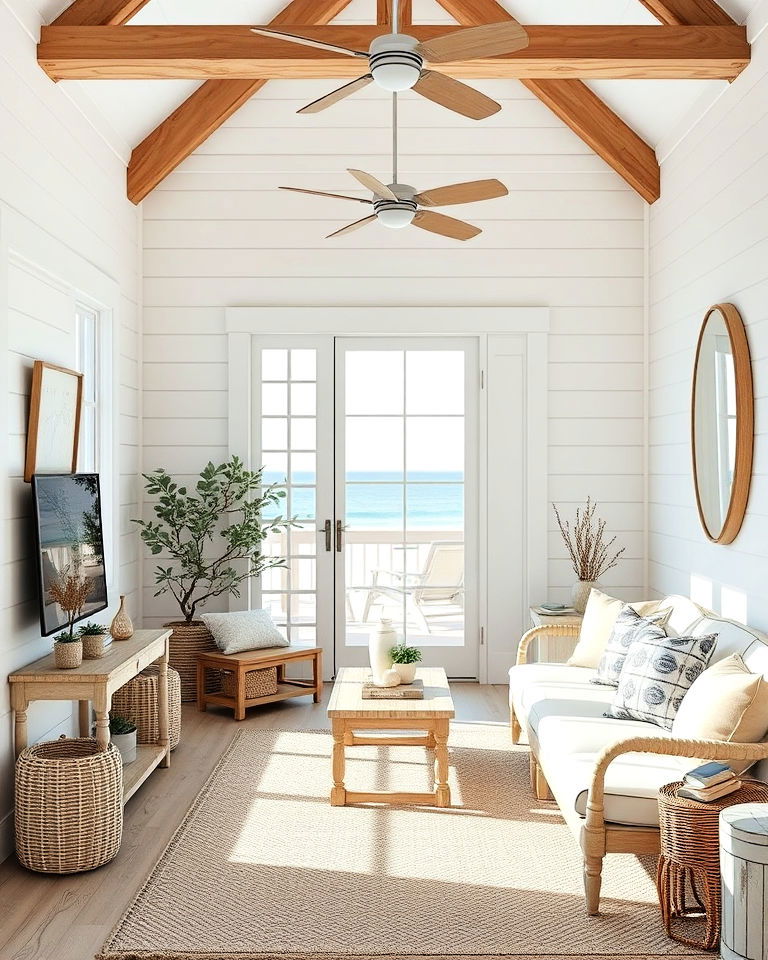 rustic shiplap walls beach house interior - 30 Beach House Interior Design Ideas