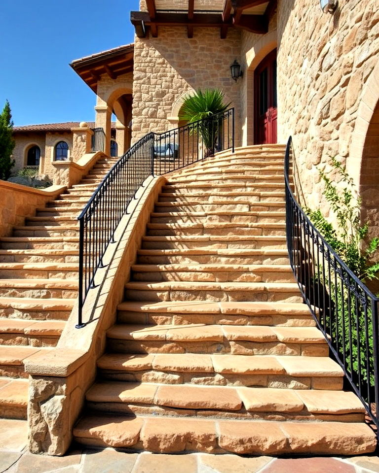 rustic stone staircases - 25 Mediterranean Mansion Ideas