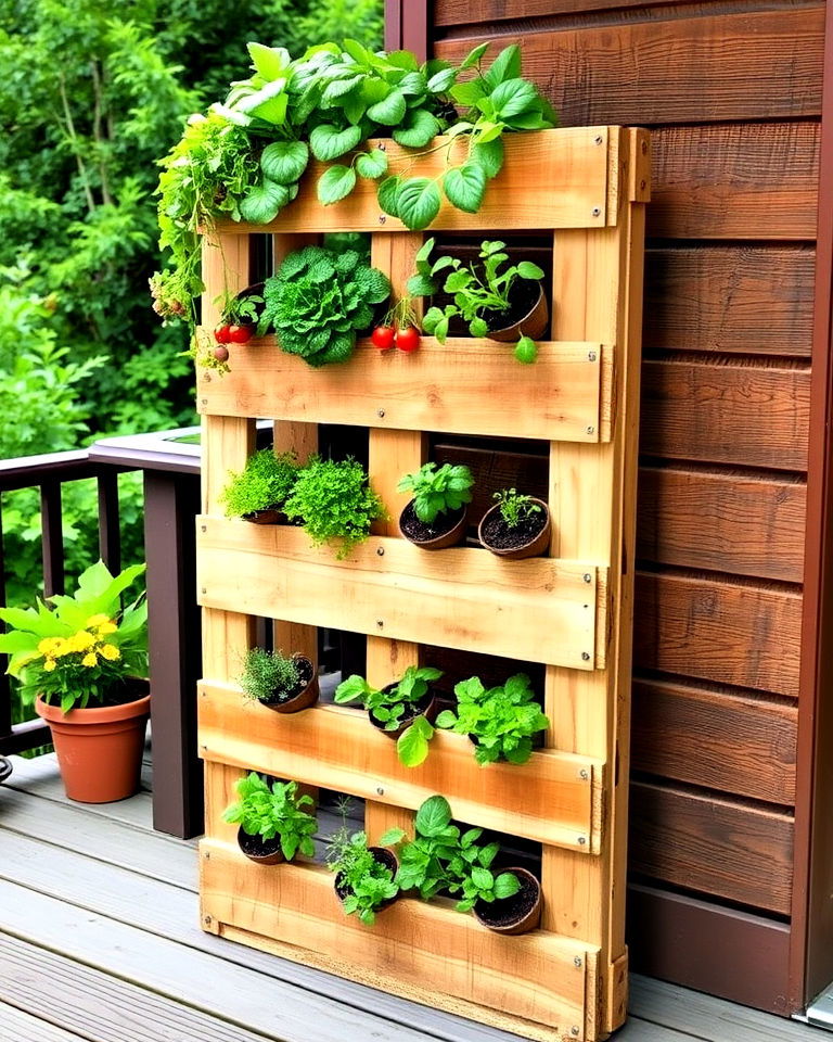 rustic vertical farm from a pallet - 20 Vertical Pallet Garden Ideas