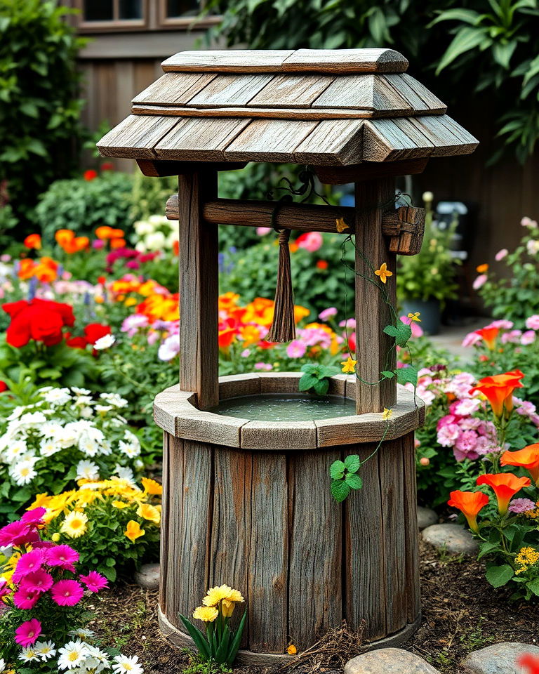 rustic whimsical wishing well garden - 20 Whimsical Garden Ideas