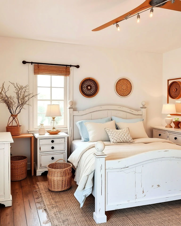rustic white and cream accents - 15 White and Cream Bedroom Ideas-captions