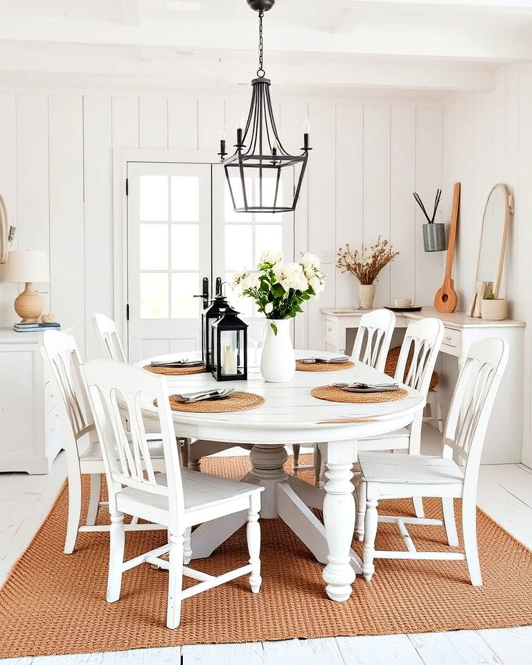 rustic white charm dining room - 30 White Dining Room Ideas