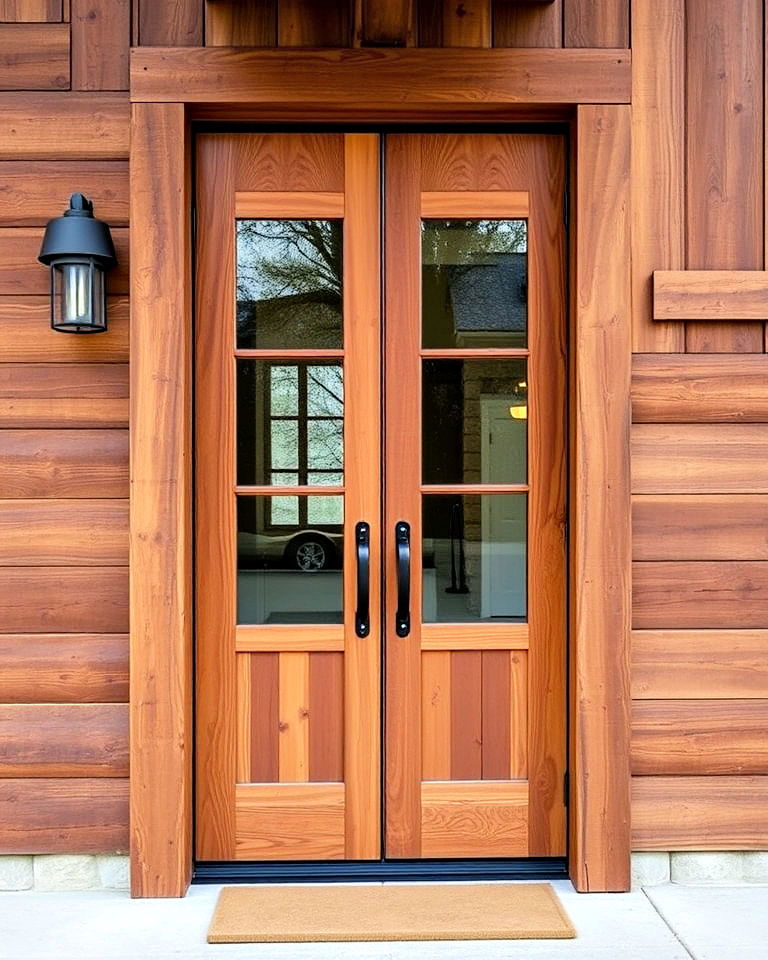 rustic wood and glass doors - 20 Glass Front Doors Ideas