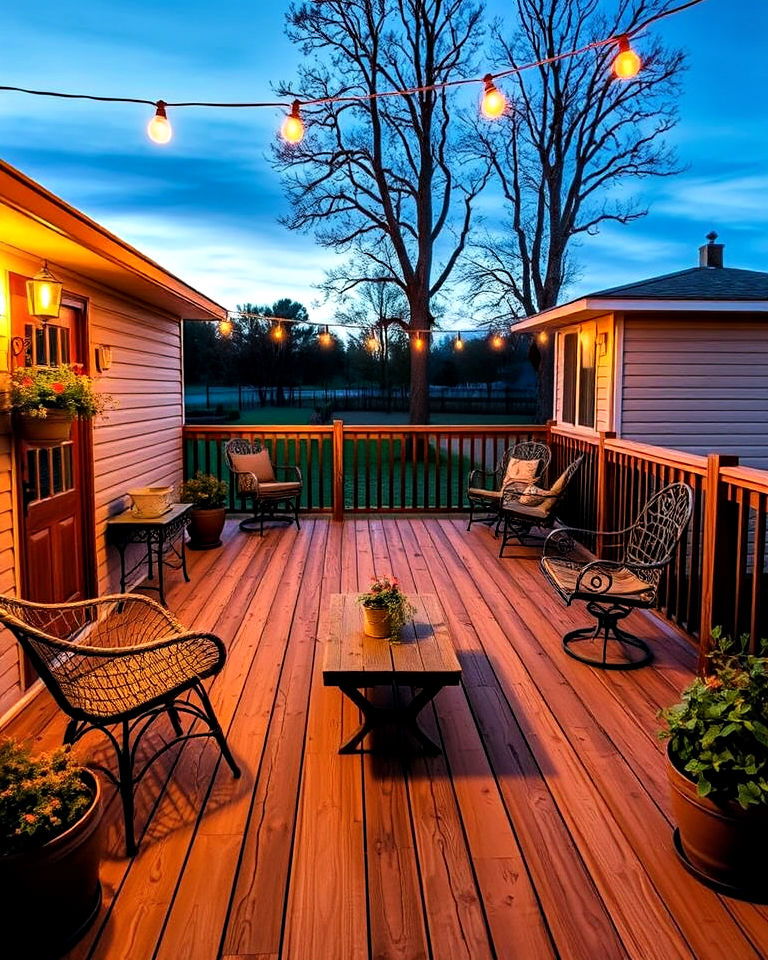 rustic wood deck - 20 Mobile Home Deck Ideas