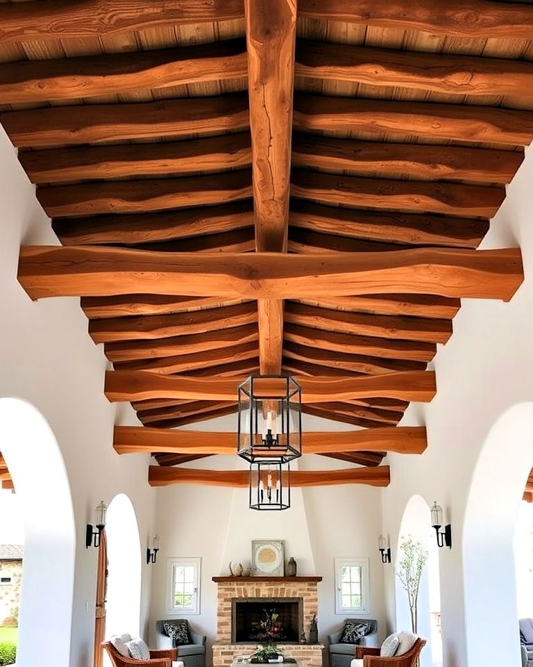 rustic wooden beams for greek style home - 25 Greek Style Home Ideas