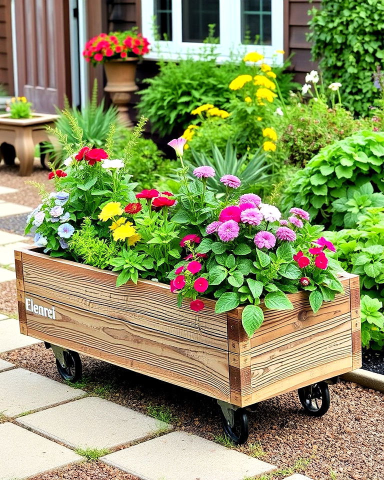 rustic wooden planters idea - 15 Farmhouse Garden Ideas