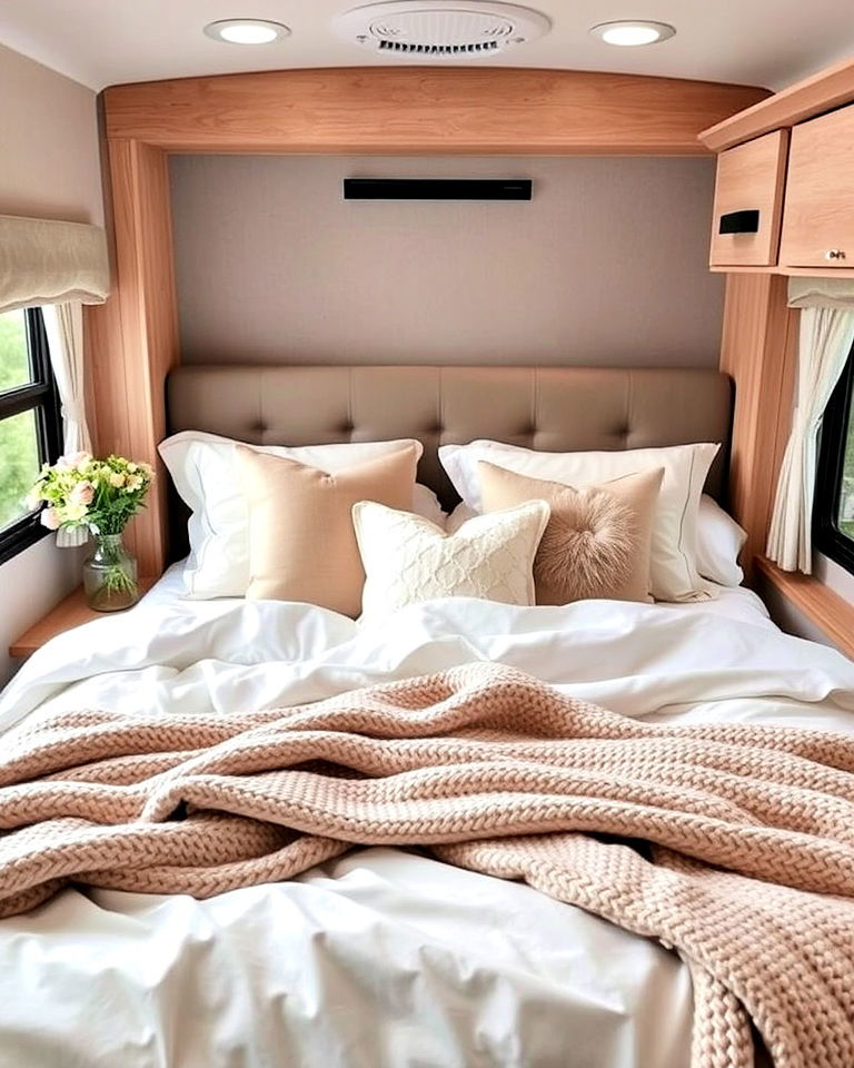 rv bedroom into a relaxing retreat - 25 Rv Decorating Ideas