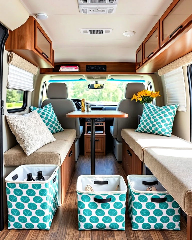 rv decorative storage bins - 25 Rv Decorating Ideas